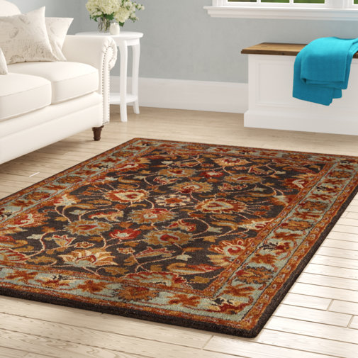Birch Lane Massima HandTufted Wool Pale/Medium Grey/Camel Area Rug
